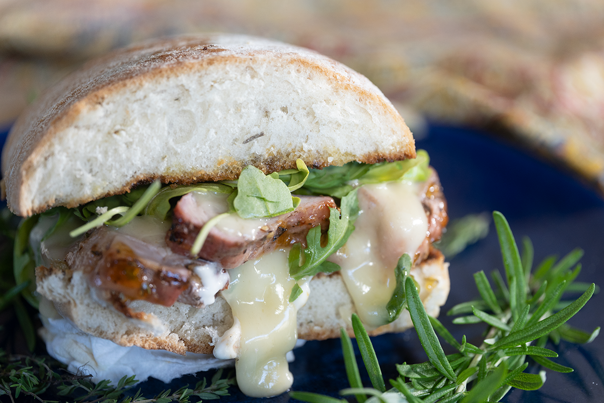 Apricot Glazed Pork Tenderloin Sandwich with Brie and Rosemary Aioli | Prairie Fresh®