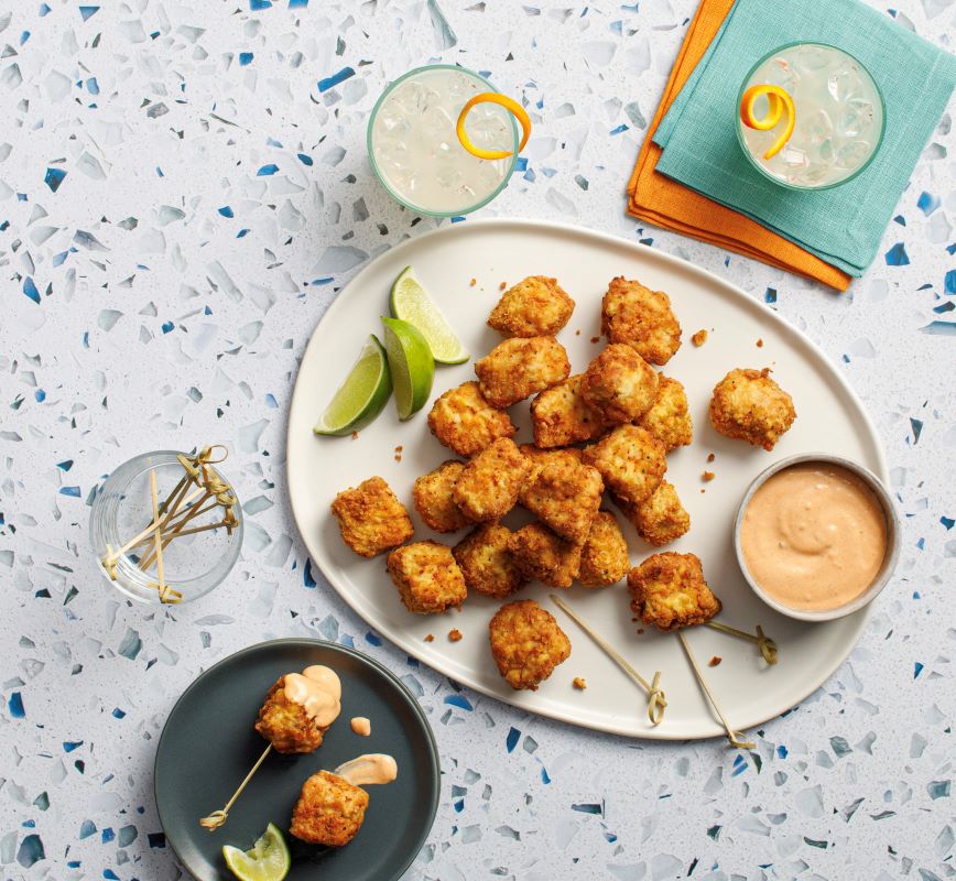 Deep-fried Pork Nuggets with Spicy Chipotle Dipping Sauce | Prairie Fresh®