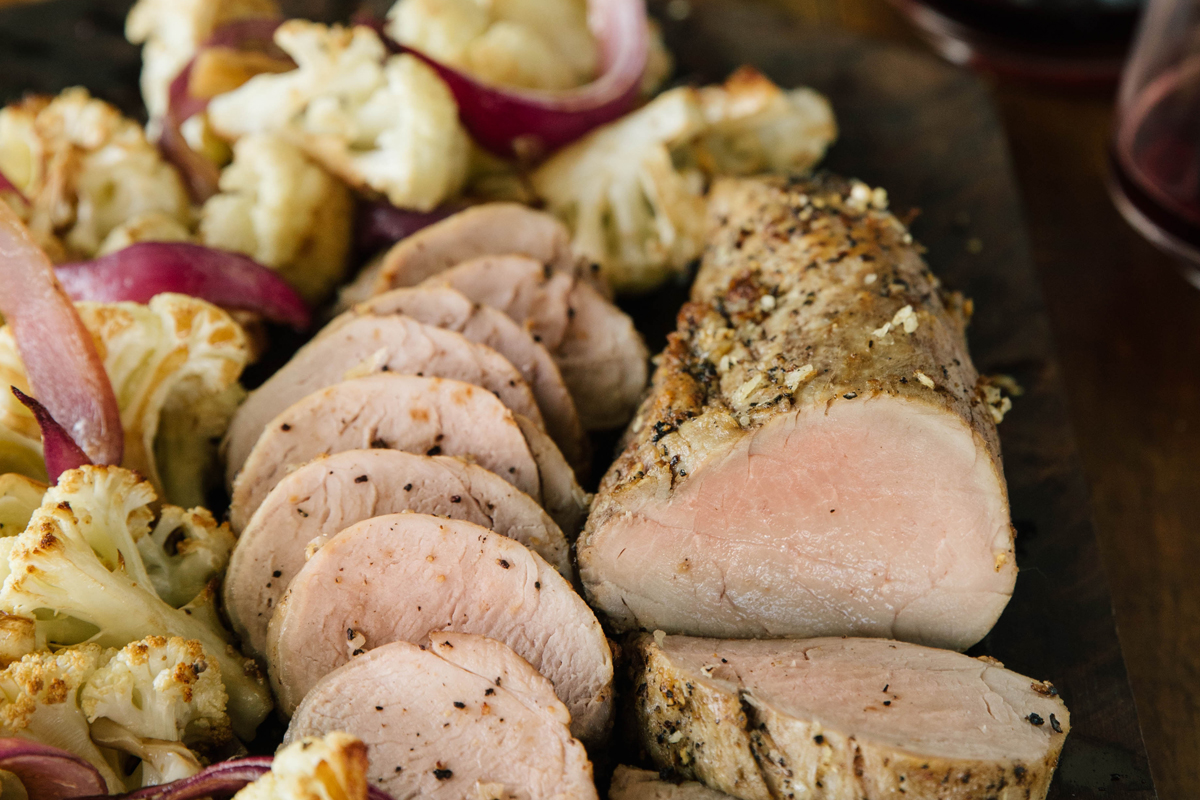 Roasted Pork Tenderloin with Caramelized Balsamic Cauliflower | Prairie Fresh®