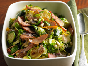 Shaved Brussels Sprouts with Frizzled Ham | Prairie Fresh®