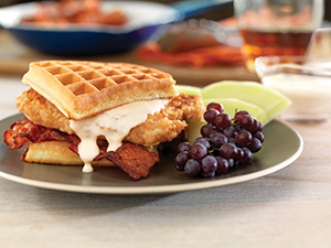 Pork Chop and Waffle Sandwiches with Maple Gravy | Prairie Fresh®