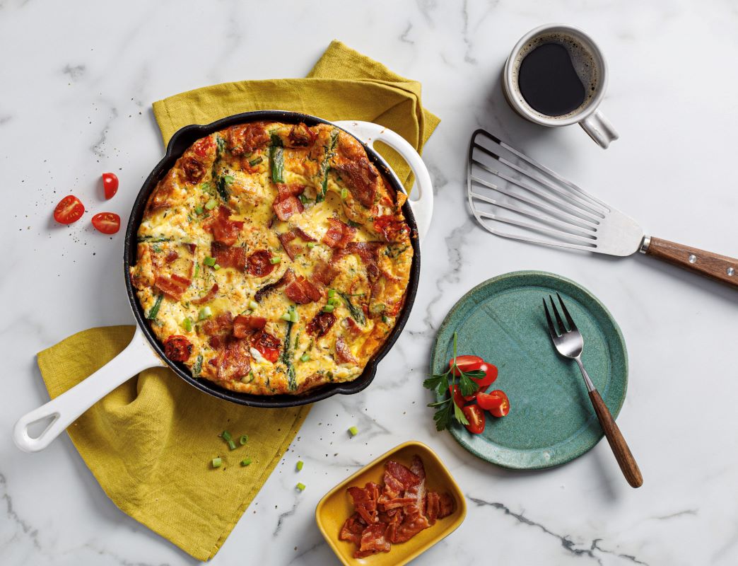 Savory Bacon, Asparagus and Goat Cheese Frittata | Prairie Fresh®