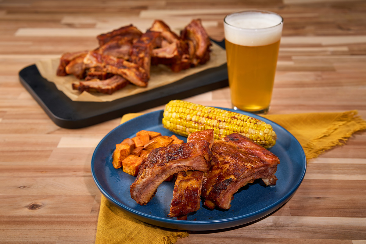 Hickory Smoked BBQ w/ Roasted Sweet Potatoes & Corn | Prairie Fresh®