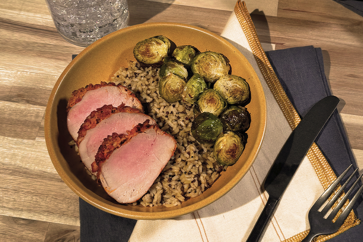 Applewood Smoked Bacon Pork Tenderloin Tray Bake | Prairie Fresh®