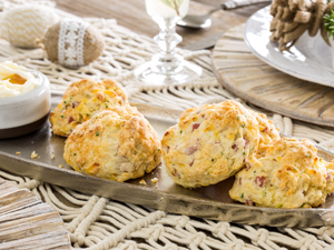 Ham and Smoked Gouda Biscuits with Maple Butter | Prairie Fresh®