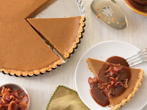 Sweet Potato Tart with Candied Bacon and Caramel Sauce | Prairie Fresh®