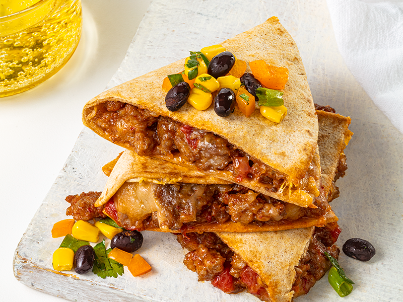 Chili & Cheese Ground Pork Quesadillas | Prairie Fresh®