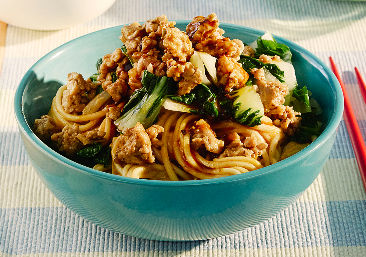 Weeknight Dan Dan Noodles with Ground Pork & Bok Choy | Prairie Fresh®
