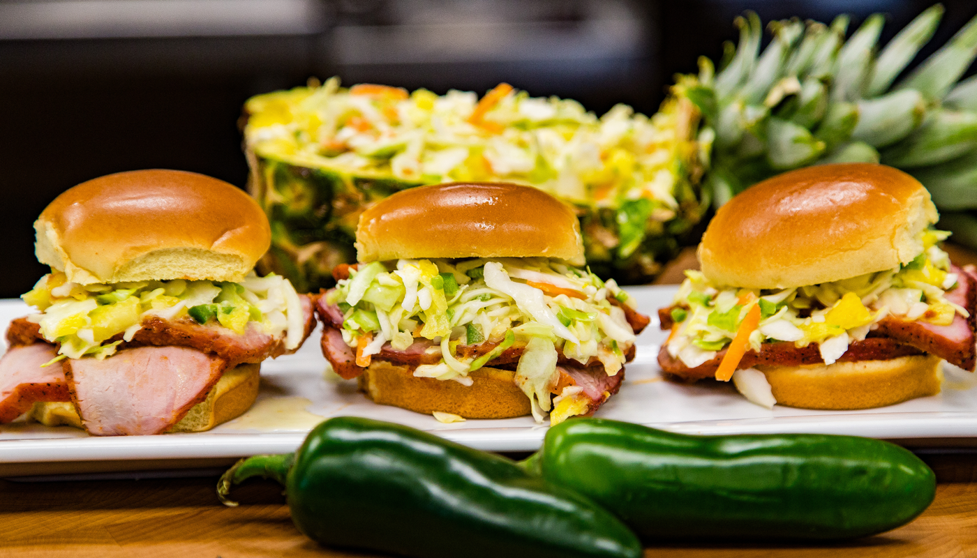 Boneless Pork Loin Jamaican Sammies with Pineapple Jalapeno Slaw | Prairie Fresh®