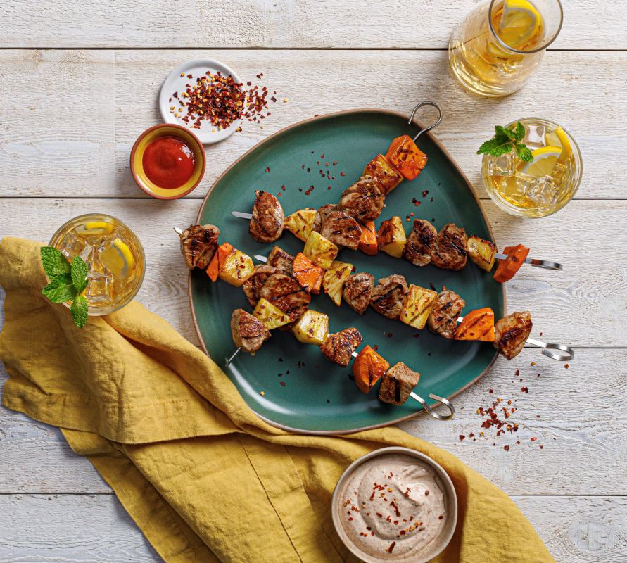 Pork, Pineapple and Sweet Potato Skewers | Prairie Fresh®