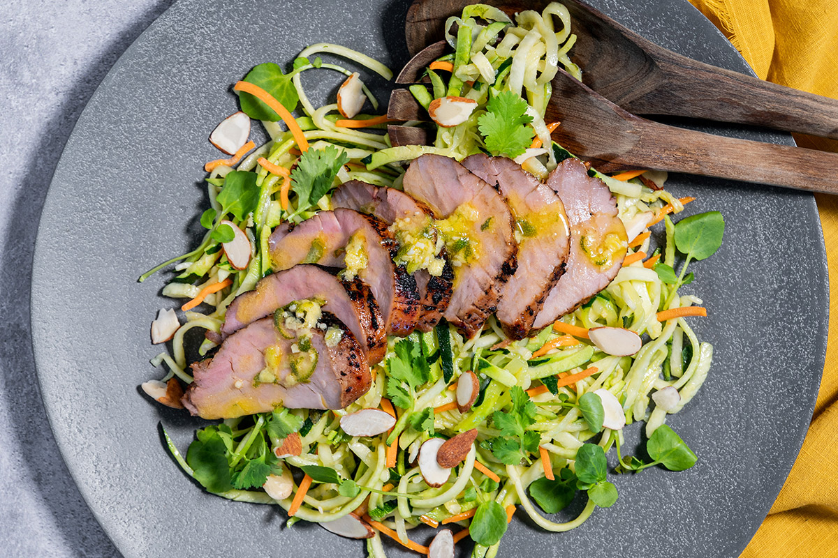 Char Siu Tenderloin with Zucchini Noodles | Prairie Fresh®